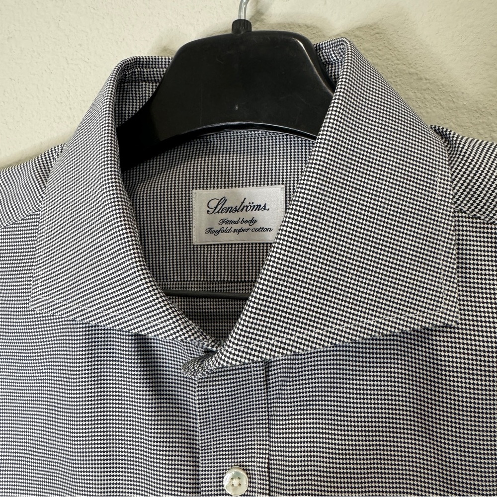 Stenströms Fitted Body Gray Twill Shirt Men’s 16.5 42 - Picture 3 of 8
